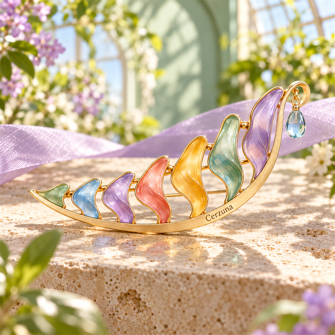 Cerzuna Garden Crescent Scarf Clip