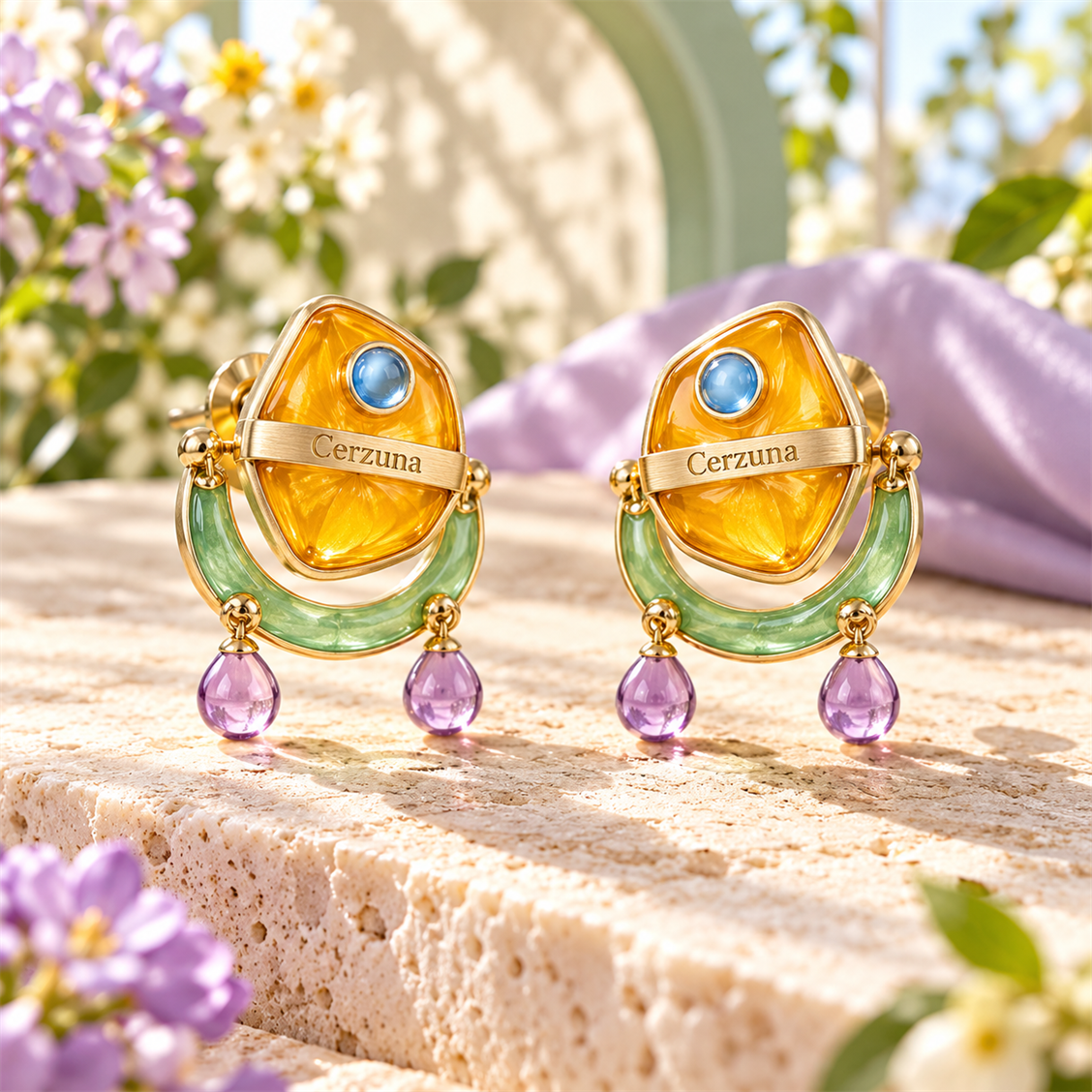 Cerzuna Amber Garden Drop Earrings