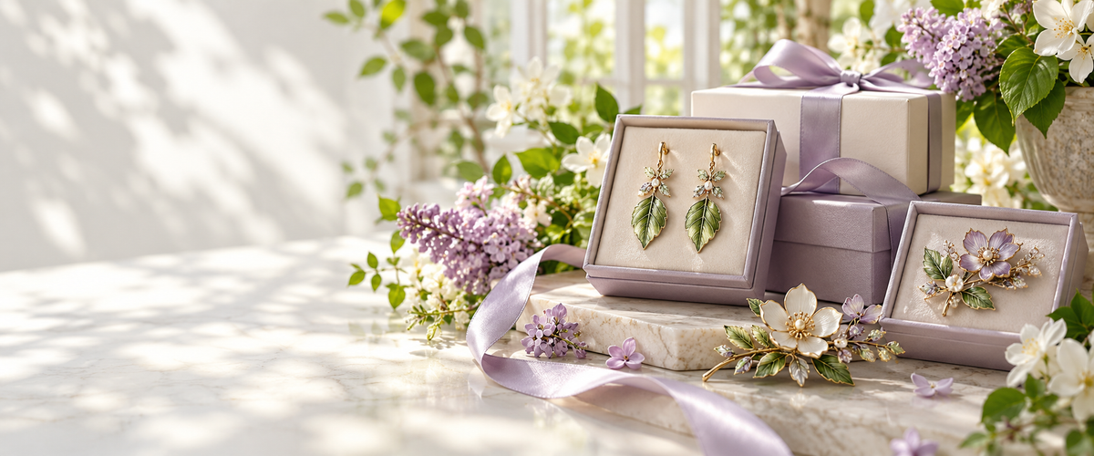 Botanical jewelry editorial gift styling