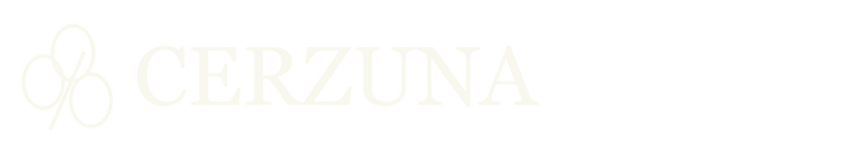 Cerzuna botanical wordmark in ivory