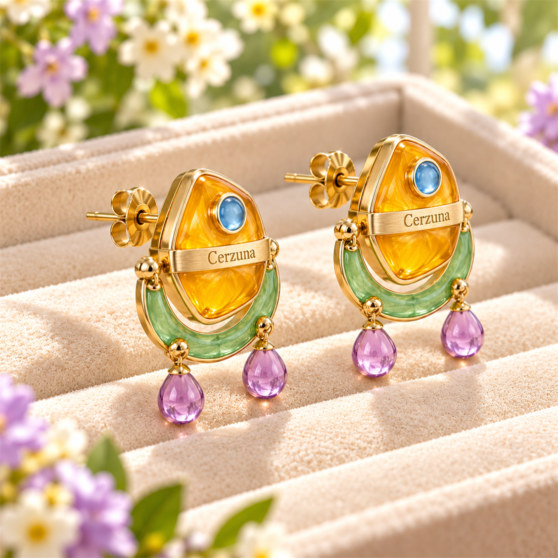 Cerzuna Amber Garden Drop Earrings