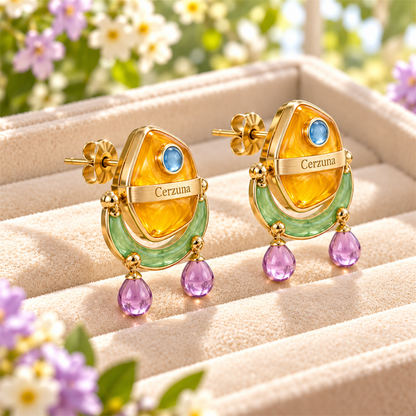 Cerzuna Amber Garden Drop Earrings
